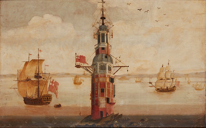 18TH CENTURY ENGLISH SCHOOL | SHIPPING AROUND THE EDDYSTONE LIGHTHOUSE